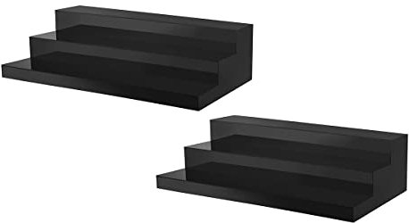 CiaoHER Großes Acryl-Weinflaschenregal, 61x31.8x16.5 cm, 3 Etagen, schwarze Arbeitsplatte, Display für Bar, Café, Freizeitstation, Einzelhandel, Laden, Lebensmittelsammlung, Ständer, 2 Stück