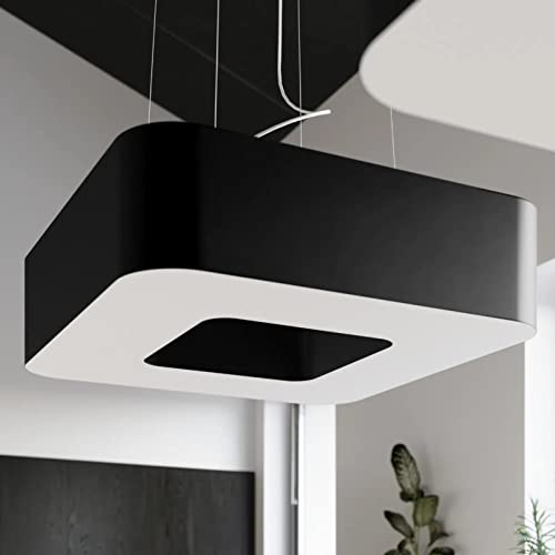famlights Hängelampe Pendelleuchte Esstisch Uta in Schwarz 8-flammig 600x600mm Modern schlichte URANO E27 Stoff Wohnzimmer Esszimmer | 8-flammig