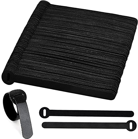 100 Stück Kabel Klettband, 150 x 12 mm Kabelbinder Schwarz Klettverschluss Selbstklebend Kabelbinder Wiederverschließbar mit Hochwertigem Nylonmaterial