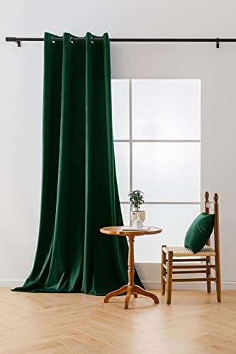 Cotton Market Velours Gardinen 250x140 cm - Vorhänge für Fenster und Balkontür - Vorhang für das Haus mit Ösen - Vorhang Blickdicht - Gardinen Stange Curtains - Verdunkelungsvorhang - Grün