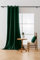 Cotton Market Velours Gardinen 250x140 cm - Vorhänge für Fenster und Balkontür - Vorhang für das Haus mit Ösen - Vorhang Blickdicht - Gardinen Stange Curtains - Verdunkelungsvorhang - Grün