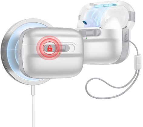 ESR für AirPods Pro 2./1. Generation Hülle (2023/2022/2019), MagSafe Ready, Magnetische Deckelverriegelung (USB-C/Lightning Kabel), Sturzschutz mit Trageband, Pulse Serie, Weiß