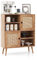 GOPLUS Aparador Moderno con 2 Puertas de ratán, Armario de Almacenamiento Independiente con 4 estantes y Dispositivos antirrobo, Armario Organizador para Cocina, Comedor, salón, Natural