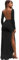 KOEMCY Vestido Fiesta Mujer Manga Larga sin Respaldo Vestido Elegante Cuello Redondo Maxi Vestido Slim Fit Sexy Bodycon Cóctel Vestidos Largos con Abertura Otoño e Invierno (Negro,M)