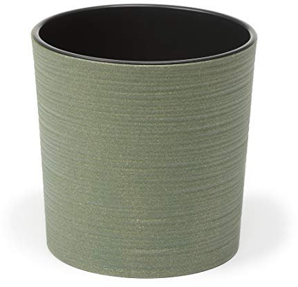 Tymar MADL001 Pot de fleurs avec insert - En plastique - Grand format - Forme ronde - Aspect burin - Pour l'intérieur et l'extérieur - Jardin, balcon, terrasse, maison - Vert ECO - Diamètre 30 cm