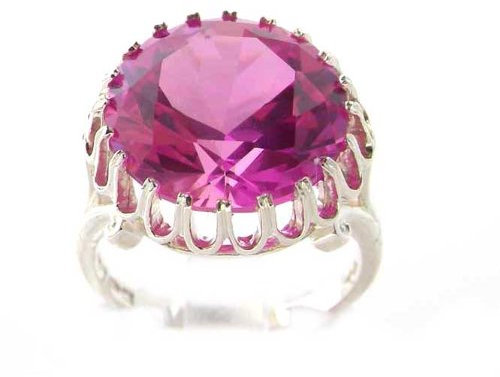 LetsBuyGold Bague pour Femme en Argent fin 925/1000 sertie de Saphir rose - Taille 63 - Tailles 50 à 64 disponibles