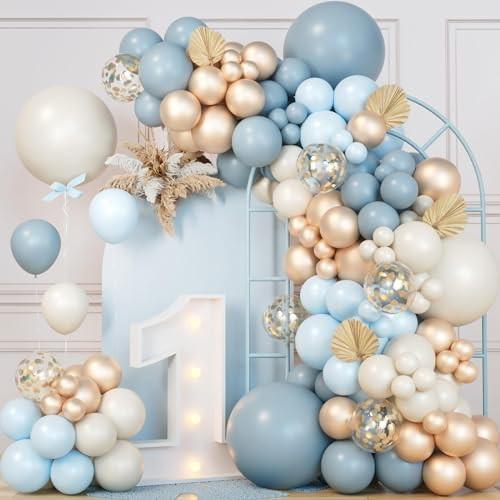 Luftballon Girlande Blau Gold - 111 Stück Luftballons Geburtstag Weiß Gold Ballon Girlande Blau,Weiss Blaue Ballons, Ballongirlande Blau Für Geburtstag Deko Baby Shower Junge Deko Party Deko Verlobung