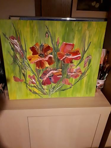 Blumen auf einer Wildwiese, Gemälde Leinwand, Acryl