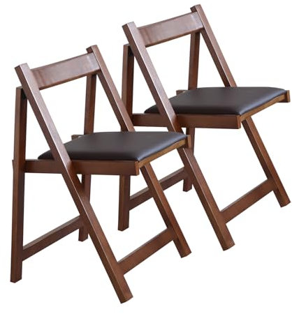 COMUHOME Klappbare Esszimmerstühle mit gepolstertem Sitz, leicht, Sillas para Fiestas, 2 Stück, Klappstuhl für Abendessen, Party, Hochzeit, Picknick-Event, 89 kg Tragkraft (Walnuss)