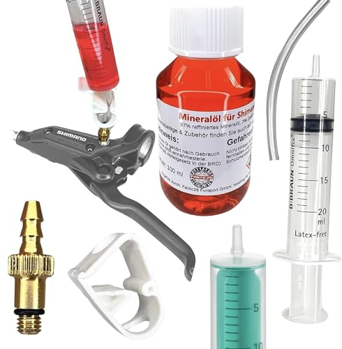 Kit d'entretien de freins à disque avec huile minérale 100 ml pour Shimano avec raccord de remplissage M5