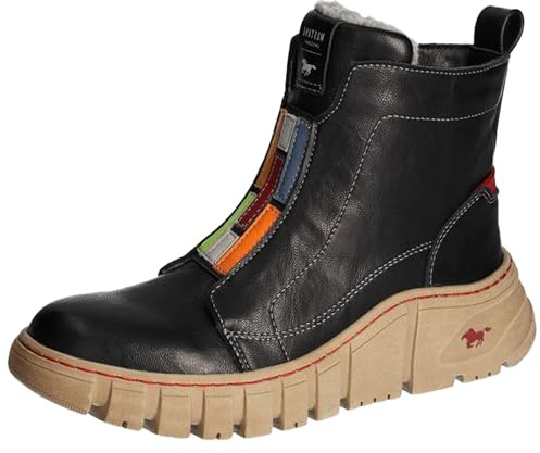 MUSTANG Damen Stiefelette sportlich Winterboot Warmfutter Plateausohle 1499-606, Größe:40 EU, Farbe:Schwarz