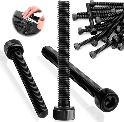 SWTYExt 40 Stk Zylinderschrauben mit Innensechskant M6x50mm Zylinderkopfschrauben DIN 912 Schrauben Vollgewinde Kohlenstoffstahl Sechskantschrauben Schwarz Inbusschrauben für Reparaturwerkzeugzubehör