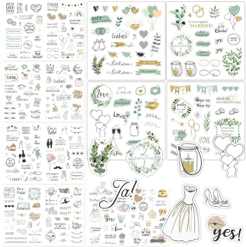 Eukalyptus Sticker Hochzeit Gästebuch (401 Motive),Aufkleber Fotoalbum Hochzeit Sticker Set Aufkleber Liebe Gästebuch Sticker Fotoalbum Wedding Sticker für Scrapbook oder Bullet Journal