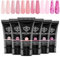 Modelones Poly Gel Extension Set mit 6 Farben Nude Rosa Glitzer Gel Nägel Selber Set Quick Building Acrylgel für Nail Art Nageldesign Selber Mache