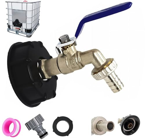 Cuve 1000L S60X6 IBC Raccord Robinet avec raccord de Tuyau 3/4, Adaptateur de réservoir de vidange, pour Robinet de Jardin, pour d'adaptateur de cuve (3/4)