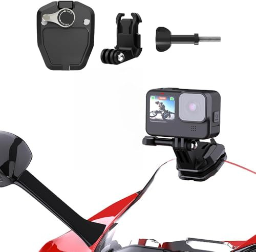 HoneTeek Motorcycle Windshield Clip Mount, Aluminum Alloy Action Camera Holder for GoPro Hero 13/12/11/10/9/8, Insta360 X4/X3, DJI Osmo Action 4/5 Pro - Quick Release, Anti-Scratch Silicone Pad