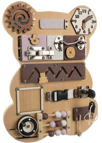 Hochwertige Lernspielzeug Manipulationstafel mit Teddybär-Motiv