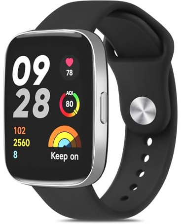YLK Correa Compatible para Xiaomi Redmi Watch 3 Active, Correas de Pulsera de Silicona Suave para Redmi Watch 3 Active (Negro)