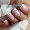 French False Nails Short - 24PCS White Pink French Tip Press On Nails In 15 Sizes - Glossy Reusable Square Fake Nails With Glue - Full Cover Stick On Nails For Women And Girls Daily DIY Nail Art