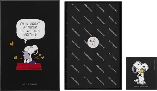 Moleskine Peanuts Snoopy Verehrer Notizbuch limitierte Ausgabe, L/A5, liniert, fester Einband, Schwarz, mit Box