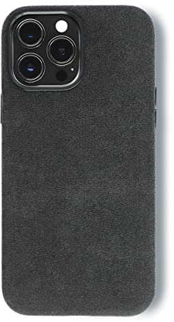 ALTRAALMA Alcantara Hülle kompatibel mit iPhone 14 Pro Max, Kompatibel mit Mag-Safe Wireless Charging, für Alcantara Full-Wrap Handytasche (für iPhone14 Pro Max, Schwarz)
