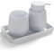 AJEUNGAIN Juego de Baño Accesorios, Set de Baño Moderno - Dispensador de Jabón, Soporte Cepillo de Dientes, Bandeja para Organizar (Blanco-3 Piezas)