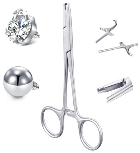 AceFun 3mm Piercing Tool Pince pour Piercing Bijoux Boules Acier Inoxydable Porte Boules Outil pour Vis Boule d'Ancrage Pincette Piercing Boule Grabber Outil de Retrait de Boule