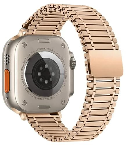 TYEMLM Pulsera para Apple Watch Band 44mm 45 49 40 41 38 42mm correa de acero inoxidable para iWatch Series 10 9 8 SE 7 6 5 4 3(Rose Gold,38/40/41mm)