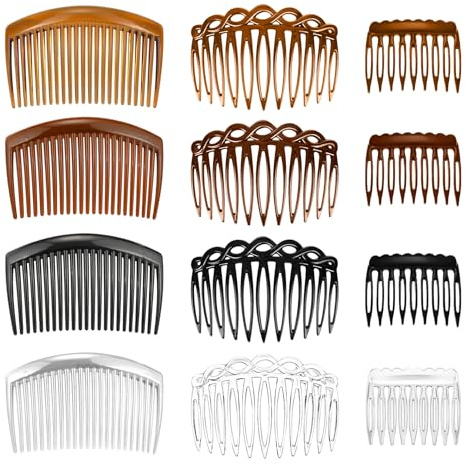 12 Stück Französische Seitenkämme, Haarkamm Zum Stecken, Haarkämme Zum Stecken Seitenhaarzwirn, French Side Combs, Einsteckkamm Haare Zubehör, Haarkämmchen Zum Steckens, Für Frauen Mädchen
