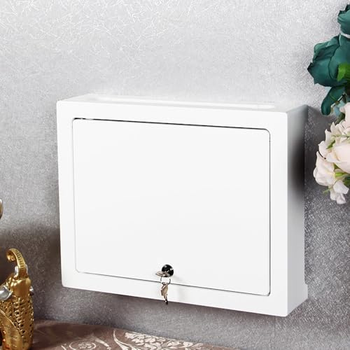 WiFi Wireless Router Storage Box,Wall Mounted Router Box Hider with Adjustable Shelf,Locking Router Cabinet,Double-Deck Router Shelf,for Home, Office, Living Room Decor(White,L38cm/15in-1)