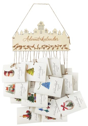 HUTRADE Besonderer Achtsamkeits-Adventskalender 2025 – 24 Weihnachtskarten mit Motivationssprüchen, Achtsamkeitsgeschenk