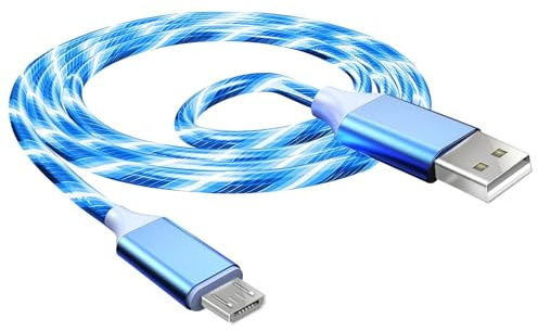 2M/6.6FT Light up Micro USB Cable, Android Charger Cable Fast Charging Cable Glowing Charging Lead Braided Cable for Huawei P9 Pixel 7 Samsung Galaxy S7 S6 S5 J7 J5 J6 J3 Y6 Y7 Xbox
