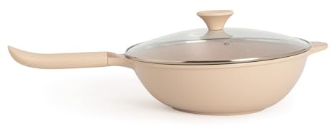 CREATE / WOK STUDIO/Wok de aluminio fundido con revestimiento cerámico arena/Apto para todo tipo de cocinas. Ø32 cm mantiadherente. capacidad de 4.7L. libre de PFOA. mango baquelita