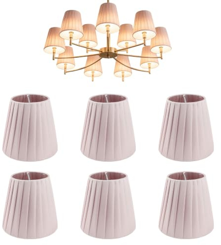 Paralumi per lampadari, 6 pezzi moderni clip su paralume in tessuto botte di tela da imballaggio rosa piccolo paralume per lampada da parete droplight per tavolo da soffitto a