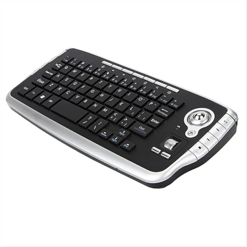 FQzsbWbbt Wireless Keyboard With Trackball Mouse Scroll Wheel Remote Control 2.4GHz A49T Compatible With Android TV BOX TV PC Notebook Silver