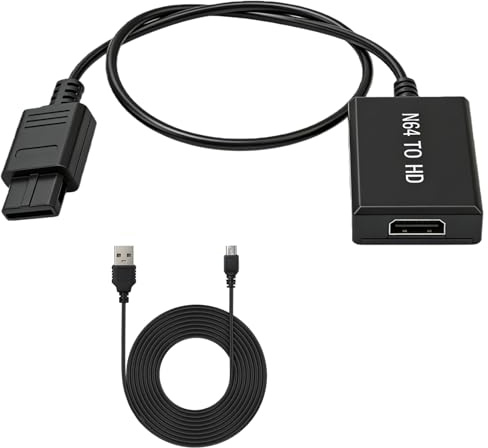 N64 to HDMI Converter HDMI Cable for Nintendo 64/SNES/N64/SNES/SFC/GameCube/NGC/Console/HDTV/Monitor/Projector 1080P HD 16:9 Aspect Ratio Stereo Audio HDMI Adapter with USB Power Plug and Play