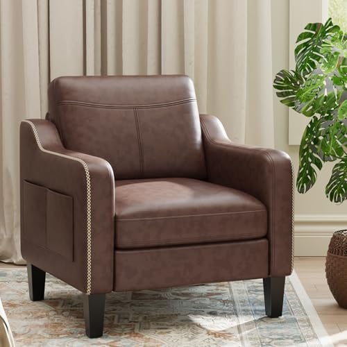 MALOL Sessel Wohnzimmer, Ohrensessel Wohnzimmer, Polstersessel Fernsehsessel mit Armlehnen Einzelsofa, Fernsehsessel Relaxsessel，Lesesessel für Wohnzimmer Büro Schlafzimmer, Schokoladenbraun