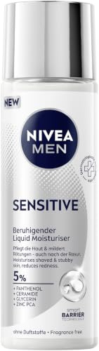 NIVEA MEN XXL Sensitive Liquid Moisturiser, beruhigende Feuchtigkeitscreme mit Panthenol und Zink für empfindliche Haut, parfümfreie Gesichtscreme für intensive Feuchtigkeit (100 ml)