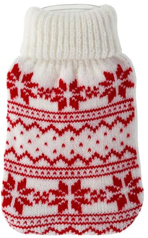 Bütic GmbH Taschenwärmer mit Strickbezug - Norway - Wärmflasche Handwärmer Wärmepad Firebag Wärmekissen, Farbe:Weiss