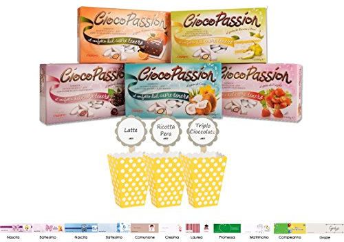 kit confetta 6 kg ciocopassion + box pois + etichette segna gusto + bigliettini (GIALLO POIS)