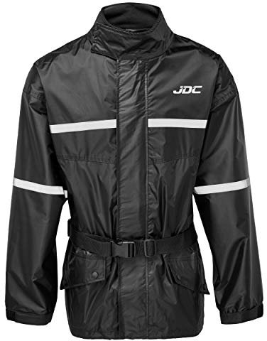 JDC Chaqueta De Lluvia para Moto Impermeable De Alta Visibilidad - Shield - Negro - M