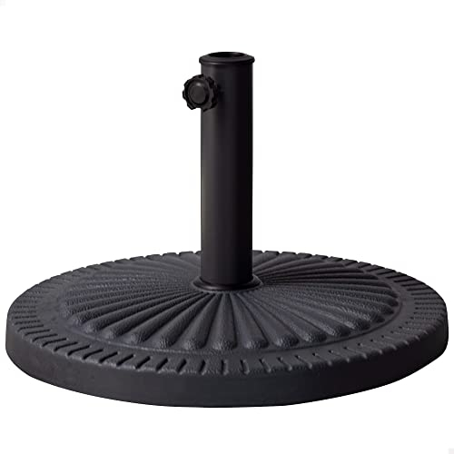 AKTIVE Base sombrilla jardín redonda, Poliresina y Acero Ø49x32 cm, 14 kg, Tubo ajustable Ø38-48 mm, Sombrillas terrazas exteriores, Pie para parasol terraza exterior, Resistente y duradera (53903)