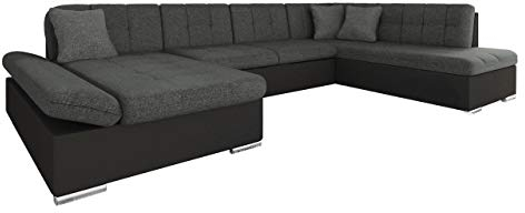 Mirjan24 Ecksofa Bergen Design Eckcouch mit Schlaffunktion und Bettkasten, Regulierbare Armlehnen, U-Form Sofa vom Hersteller, Wohnlandschaft (Soft 011 + Lux 06 + Lux 05, Ecksofa: Links)