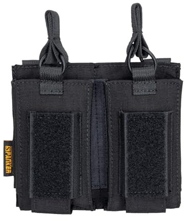 EXCELLENT ELITE SPANKER Oben offen Einzel/Doppel/Dreifach Mag Pouch für M4 M16 AK AR Magazintasche und Pistol Mag Pouch(Doppel+Schwarz)