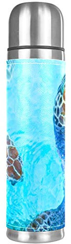Sea Creatures - Borraccia per acqua a prova di perdite, in acciaio inox, per bevande calde e fredde, 500 ml, per ufficio, scuola, viaggio 26x6.7cm/10.2x2.6 in Stile 09