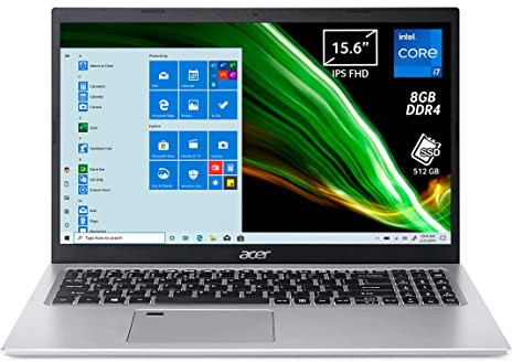 Acer Aspire 5 A515-56-72J0 Pc Portatile, Notebook, Intel Core i7-1165G7, Ram 8 GB DDR4, 512 GB PCIe NVMe SSD, Display 15.6 IPS FHD LED LCD, Scheda Grafica Intel Iris Xe, Windows 10 Home, Silver