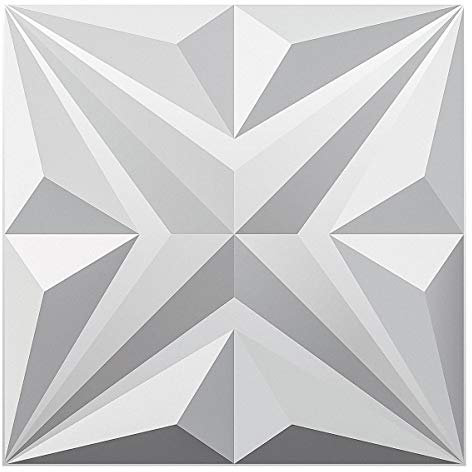 Art3dwallpanels 3D Wall Panels, Star Textured White PVC Wall Panels for Interior Wall Decor, Pack of 12 Tiles 32 Sq Ft