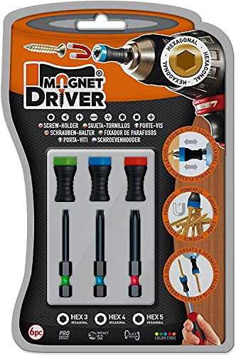 MAGNET DRIVER B33 HEX Satz Bits und Magnethalter, Satz mit 3 HEX Schraubendreherbits mit magnetischen Schraubenhaltern