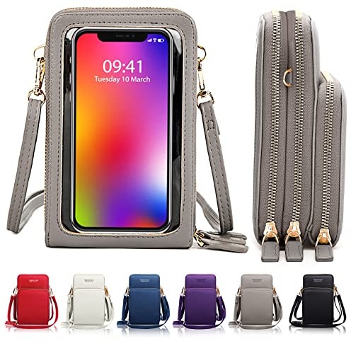Goopai Small Crossbody Bag For Women Large Touch Screen Cell Phone Purses and Wallet,3 Main Pockets with Card Slots,2 detachable straps, Lightweight Travel Handbag