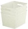 Curver My Style Rattan Effect Set of 3 Kitchen, Living room, Bathroom, Bedroom, Utility Large Rectangular Storage Baskets 18 Litres - White, Cream